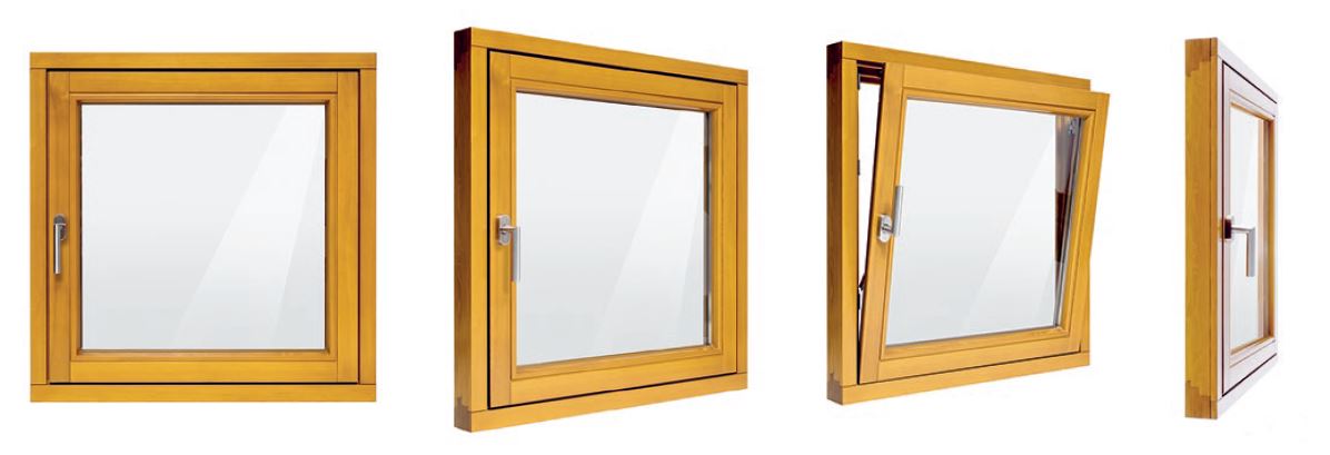 Hochwertige Designfenster aus Holz schließen mit dem vollverdeckten Drehkippbeschlag ohne sichtbare Beschlagteile innen flächenbündig (Bilder: Winkhaus).