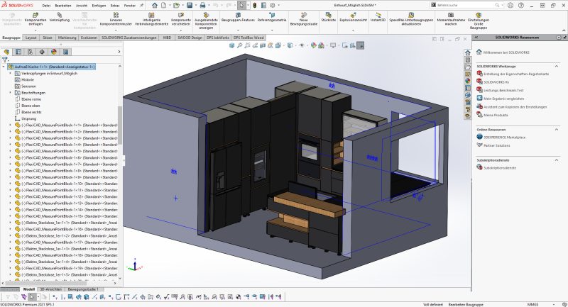 Küche in der Konstruktion nach 3D Aufmaß (Bild: DPS).