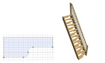 Die Raumspartreppe nutzt zwei Stufenformen jeweils abwechselnd über die gesamte Treppe (Bild: Kessel EDV-Systeme).