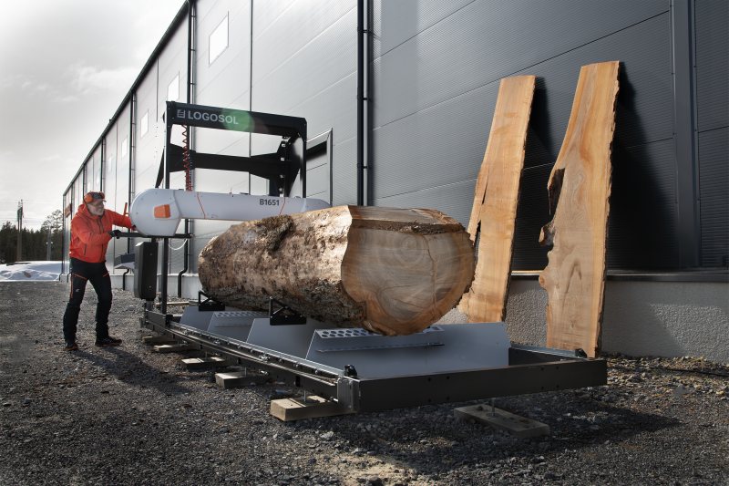 Die besonders stabile Blockbandsäge ist für Anwender geeignet, die effizient Slabs mit bis zu 1500 mm Breite sägen möchten (Bild: Logosol).