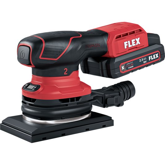 Bei großflächigen Arbeiten kommt der Schwingschleifer »OSE 2-80 18-EC« zum Einsatz (Bild: Flex).