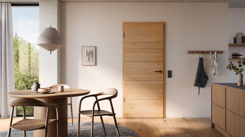 Design mit Charakter. Ausgewählte Furniere mit durchgefärbtem Trägermaterial kommen durch präzise V-Fugen dezent zur Geltung (Bild: Lebo).