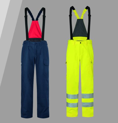 Die Wetterlatzhosen bieten in Gefährdungsbereichen sicheren Schutz vor Nässe, Wind und Kälte (Bild: Kübler).