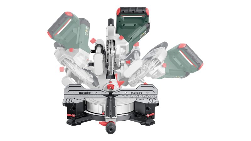 Die Profi-Kappsägen sind in beide Richtungen bis zu 47° neigbar (Bild: Metabo).
