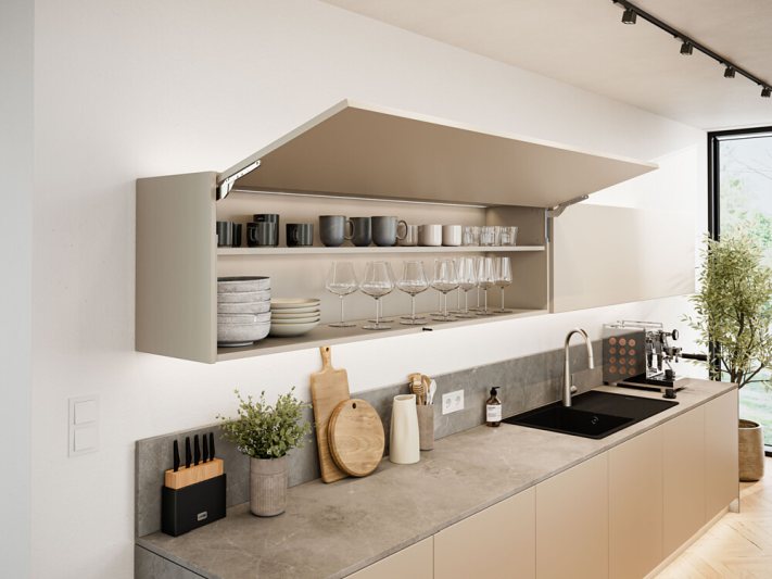 Klappenbeschlag »Free Slim« (Bild: Häfele).