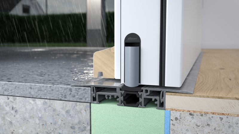 Mit einer geprüften Schlagregendichtheit bis Klasse 7A (300 Pa) bietet das System auch ohne zusätzliche Drainage einen sehr hohen Schutz (Bild: athmer).