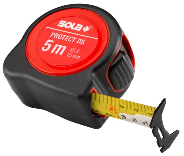 Das Stahlband des »Protect DS« ist fünf Meter lang und mit einer widerstandsfähigen Nylonbeschichtung versehen (Bild: Sola-Messwerkzeuge).