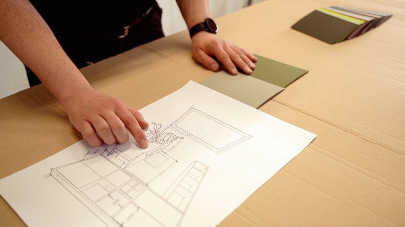 Linoleum für naturnahe Möbel- und Wandgestaltungen (Bild: Ostermann).