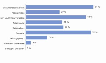 Bürokratische Anforderungen, die von Handwerkern als besonders hinderlich gesehen werden (Mehrfachauswahl möglich; Bild: Appinio GmbH).