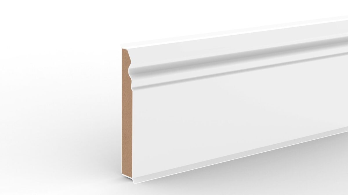 Die Kernsockelleiste verbindet ein klassisches Profil mit MDF-Kern, PP-Ummantelung und flexiblen Weichlippen (Bild: Döllken).